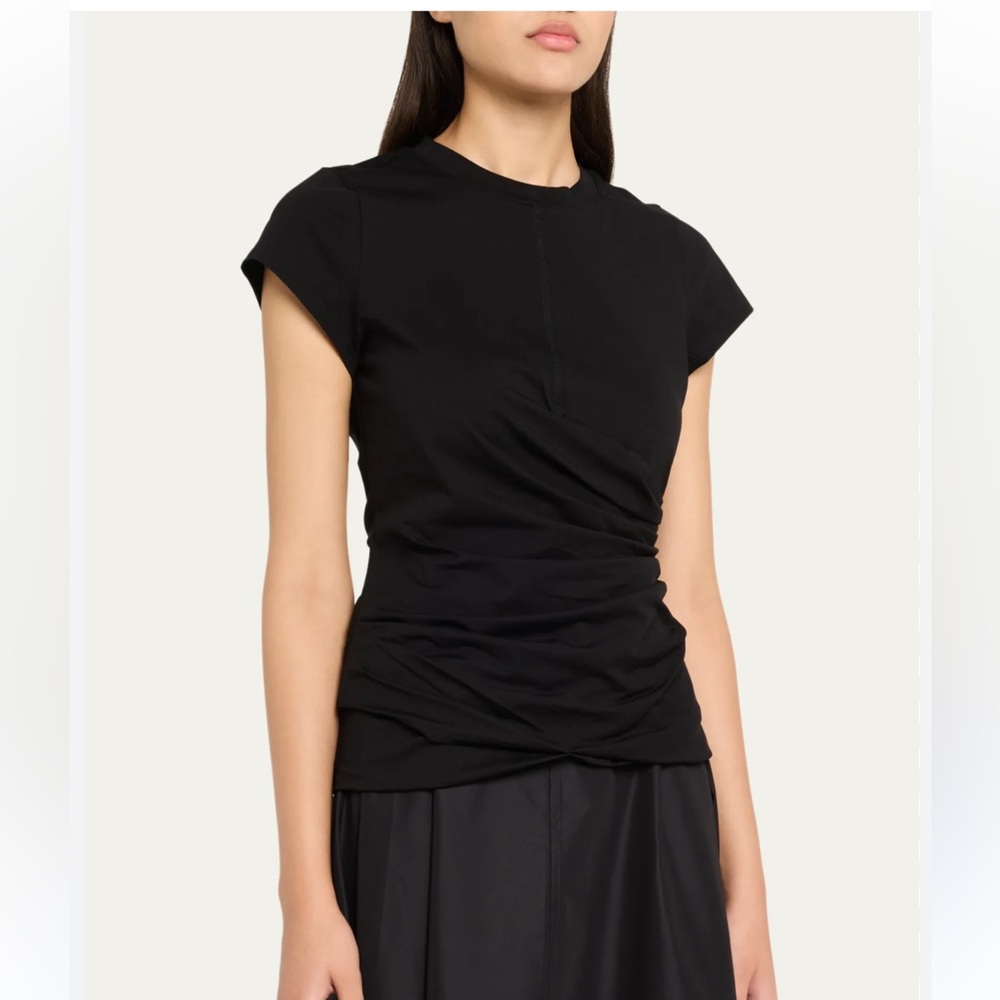 3.1 PHILLIP LIM Draped Short Sleeve Tee Tshirt Top blouse Black Large NWT NEW